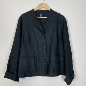 Eileen Fisher Black Blazer Linen Jacket